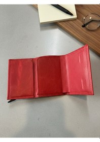 Resim Deerderi Akılllı Mekanizmalı Mıknatıslı Hakiki Deri El İşçilikli Cüzdan Kırmızı 