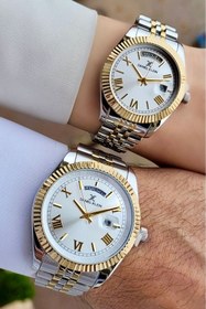 Resim Daniel Klein Sarı Gümüş Renk 3 ATM Su Geçirmez Takvim ve Gün Fonksiyonlu Sevgili Çift Kol Saati 