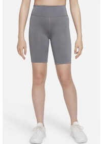 Resim Nike One Kids Bike High Rise Leggings Shorts Yüksek Belli Kız Çocuk Biker Tayt Şort Gri 