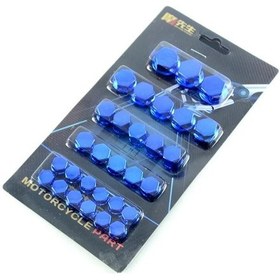 Resim 30 Parça Motosiklet Renkli Somun Kapağı Modifikasyon Vidalı Kapak - Mavi 
