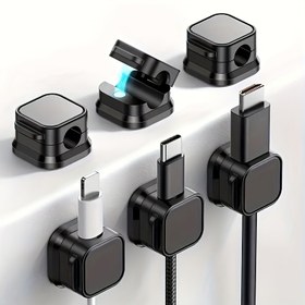 Resim 2/4/6 adet PP Manyetik Kablo Klipsleri: Ayarlanabilir, Kaymaz Kablo Düzenleyici, Şarj Kablosu Depolama Klipsi, Düzenli Ofis Masası, Araba ve Ev Kablolama Sabitleme Pratik Gadget 