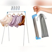 Resim Taşınabilir Katlanabilir Metal Askı - Dayanıklı 4.54KG Kapasite, Seyahat ve Ev Kullanımı için Yerden Tasarruf Sağlayan Tasarım, Hassas Giysileri Kurutmak İçin İdeal, Seyahat Askısı|Kompakt Askı|Dayanıklı Askı 