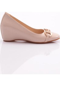 Resim Dgn 24362 Kadin Tokali Dolgu Topuklu Ayakkabi Bej Rugan 