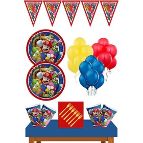 Resim Super Mario Doğum Günü Konsepti 16 Kişilik Doğum Günü Seti Ekonomik 