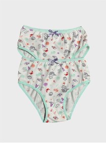 Resim elmas kids Kız Çocuk %100 Pamuklu Beyaz Kedi Balık Desenli 2 li Slip Külot 