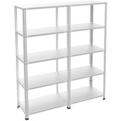 Resim RafBurada 5 Katlı Duble Galvaniz Çelik Raf - Depo, Arşiv, Kiler, Dosya, Market Rafı 59x93 Cm-150 Cm-0.70 Mm 