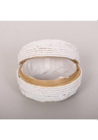 Resim Bali Boncuklu Bambu Saklama Kutusu 16x10 Cm Beyaz 
