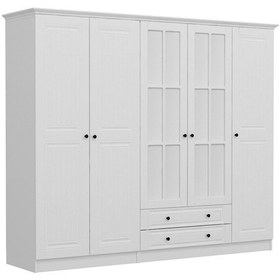 Resim Kale 5 Mebran Kapaklı 2ç Taçlı Dolap - Beyaz 210cm 