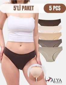 Resim Alya Underwear Kadın Pamuklu Hipster - Slip Külot 5 Farklı Renk 1 Pakette Multicolor-p20 