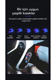 Resim Kask Interkom Rgb Işıklı Çift Bağlantı Siri Bluetooth Mikrofon Kulaklık Stereo Motorsiklet 