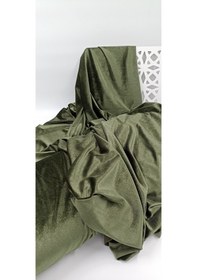 Resim Dökümlü İpek Kadife Kumaş Haki Renk 