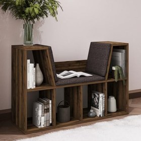 Resim Livora Minderli Kitaplık - Oturma Alanlı 103 cm Minimalist Tasarım, Ceviz 
