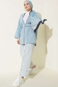 Resim VOLT CLOTHİNG Kemer Tokalı Kuşaklı Kot Kimono 