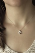 Resim By Barun Silver İnci Kolye Sedef Yusufçuk Yakut Kırmızı Zirkon Taşlı Rose Pembe 925 Ayar Gümüş Zincir Kolye 