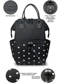 Resim Paris X Pro Kadın Ve Anne Bebek Bakım Sırt Çantası Kalplı Siyah 