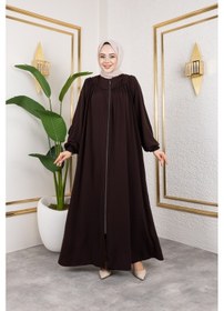 Resim Nevayla Moda Ön Ve Arka Robalı Ferace - Acı Kahve / F0142 Acı Kahve Acı Kahverengi 