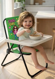 Resim Exent Kids 2-6 Yaş, Katlanır Portatif Mama Sandalyesi, Tak-Çıkar Masa ile-Cool Girl-YEŞİL 