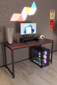 Resim Flinder Siyah Oyuncu Masası 60x140 Cm, Siyah Renk Bilgisayar Masası, Gamer Masası, Gaming Masa 