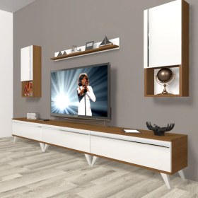Resim Decoraktiv Eko 270TA Mdf Retro Tv Ünitesi Tv Sehpası - Ceviz - Beyaz 
