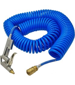 Resim Koldoor Kompresör Spiral Hava Hortumu 15 mt Asturo Hava Hortum Tabancası Kısa 1/2 Hava Jakı 3'lü Set 