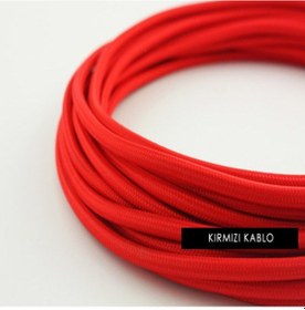 Resim Marketcik Kırmızı Renkli Dekoratif Örgülü Kumaş Kablo1-5-10-20 Mt 