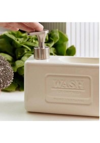 Resim Şık Ve Fonksiyonel Seramik Süngerlikli Sıvı Sabunluk/deterjanlık, Krem, 500 Ml Krem 