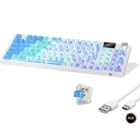 Resim Kablosuz Mekanik Klavye Rgb Blue Switch 95 Tuş - Mavi Beyaz Mf1705m 