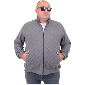 Resim Starbattal Diamond 23281 Fermuarlı Erkek Büyük Beden Hırka Antrasit Melanj 