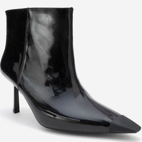 Resim Luvi Shoes Rassel Siyah Rugan Mat Burunlu Kadın İnce Topuklu Bot Siyah 