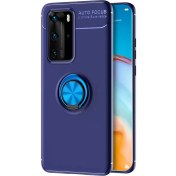 Resim Huawei P40 Pro Kılıf Kickstand Ring Holder Lacivert Microsonic