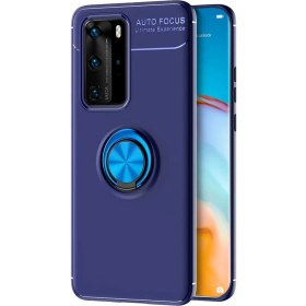 Resim Huawei P40 Pro Kılıf Kickstand Ring Holder Lacivert 