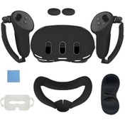Resim Oculus/meta Quest 3 İçin 7 Parçalı Vr Aksesuarları Seti, Ön Kulaklık Koruyucu Kılıfı, Kontrol Cihazı Tutma Yeri Kılıfı, Lens Kılıfı, Yüz Pedi, Joystick Kapakları Siyah 