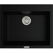 Resim POLEX Cristalüx Granit Evye P-X60 Siyah Tezgah Altı Ve Tezgah Üstü Kare Mutfak Evyesi 60x50cm 
