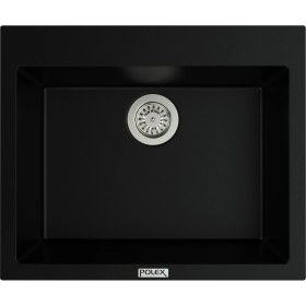Resim POLEX Cristalüx Granit Evye P-X60 Siyah Tezgah Altı Ve Tezgah Üstü Kare Mutfak Evyesi 60x50cm 