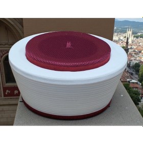 Resim Fabrikam06 Bordo Sarık İmam Sarığı Cami Sarığı Namaz Sarığı S098 53 Cm Bordo - Beyaz 