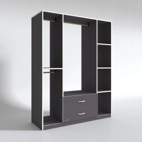 Resim Kenzlife giysi dolabı orhan 175*120*40 gri gardırop 2 çekmeceli 