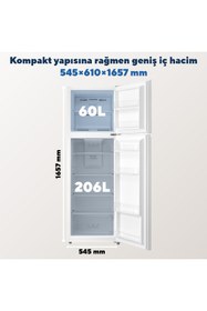 Resim KUMTEL Çift Kapılı No Frost Buzdolabı 266l Htmf-270 