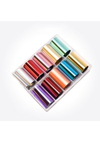 Resim 10lu Tırnak Süsleme Folyosu Parlak Düz Renkler Nail Art Transfer Folyo Wnf-103 
