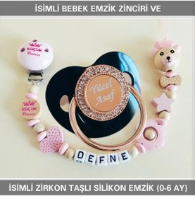 Resim Sahi Aksesuar İsimli Bebek Emzik Zinciri ve İsimli Bebek Silikon Emzik BEZYI291 Mavi 
