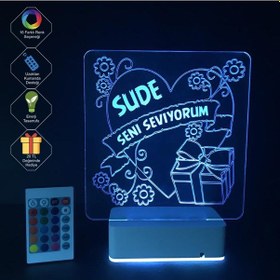 Resim Kişiye Özel 3D Kalp & Hediye Seni Seviyorum Masaüstü Led Lamba 
