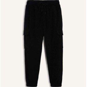 Resim Defacto Regular Fit Beli Bağcıklı Kargo Cepli Polar Eşofman Altı F1737ax25wnbk81 Siyah 