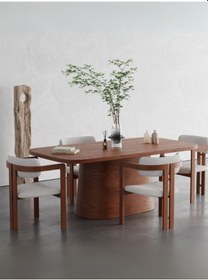 Resim Barocco İtalyan Still Oval Ahşap Yemek Masası 100x180 Açık Ceviz 