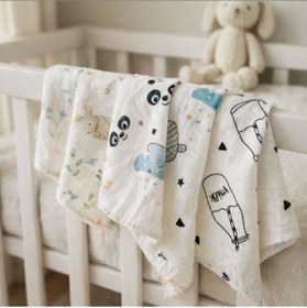 Resim JUNİPERUS %100 Pamuk Müslin Mendil 10’lu Set 25x25 cm Unisex Bebek Ağız Mendili Karışık Desen 