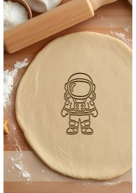 Resim Astronot Kurabiye Kalıbı, Hamur Şekillendirici, Bisküvi Kalıbı, Kolay Kesim Ucu Beyaz 