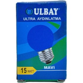 Resim Ulbay 15W 230V E27 Mavi Cam Halojen Top Ampul 
