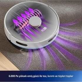 Resim Philips XU2000/27 Robot Süpürge, 6000 Pa Emme Gücü, 120 Dakika Çalışma, HEPA Filtre, Haritalama, Otomatik Şarj 