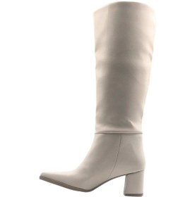 Resim Elegia Bej Suni Deri Rahat Kadın Topuklu Çizme Bej 