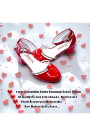Resim BEEBRON Topuklu Abiye Kız Çocuk Ayakkabı Glossy Princess Series Rugan Kırmızı 