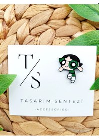 Resim Rozet Metal Yaka Çanta Şapka Takı Aksesuar Powerpuff Girls Butter Çok Renkli 