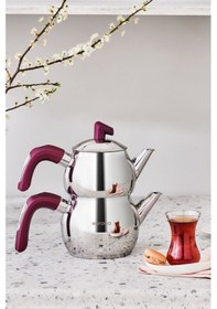 Resim Karaca Viyola İndüksiyon Tabanlı Midi Çaydanlık Takım Mürdüm 